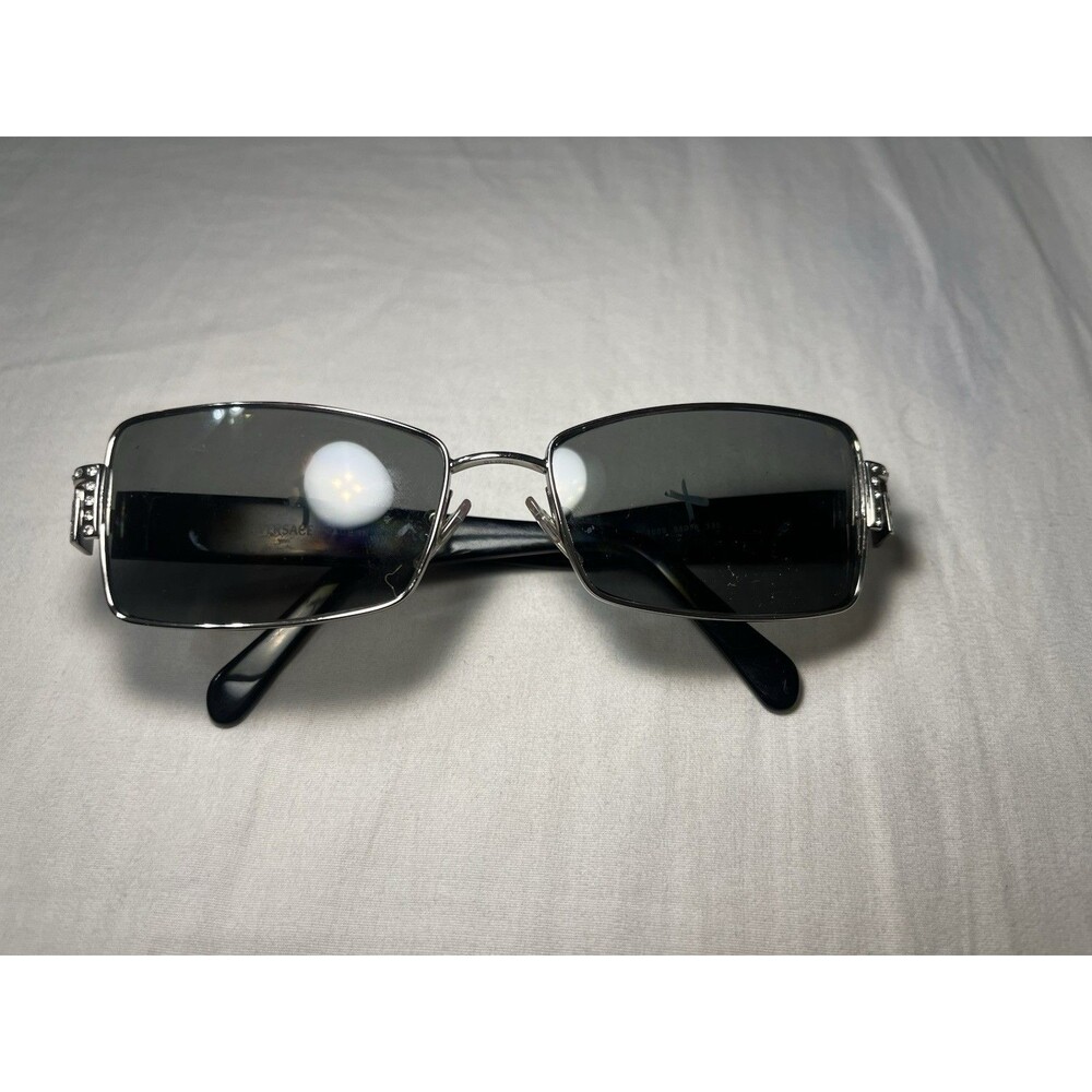 Versace‎ MOD 1028-B 1000 Square Black Silver Eyeglasses Crystals Frame 55-16-135